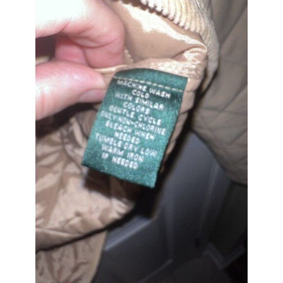 Lauren Ralph Lauren Quilted Jacket Women Small Tan Barn Coat Equestrian Vintage - Picture 5 of 8